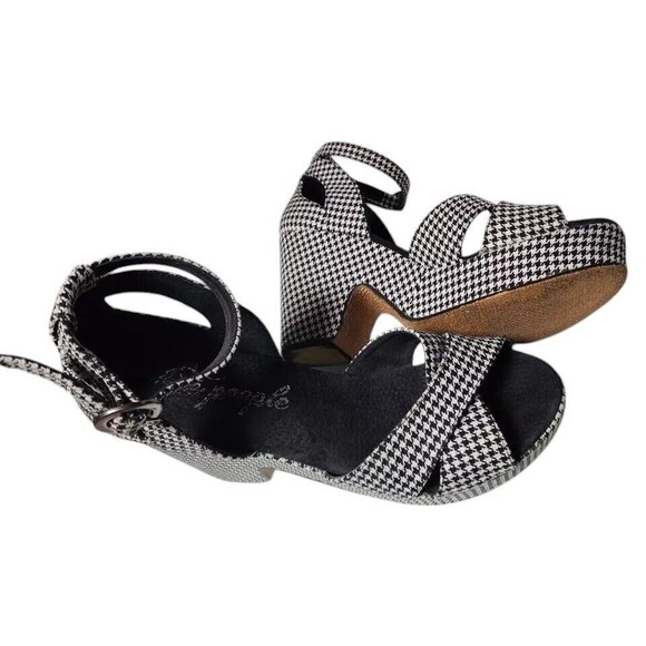 Free People Houndstooth Addison Platform Ankle Strap Size EU 38 US 8 - Picture 4 of 10